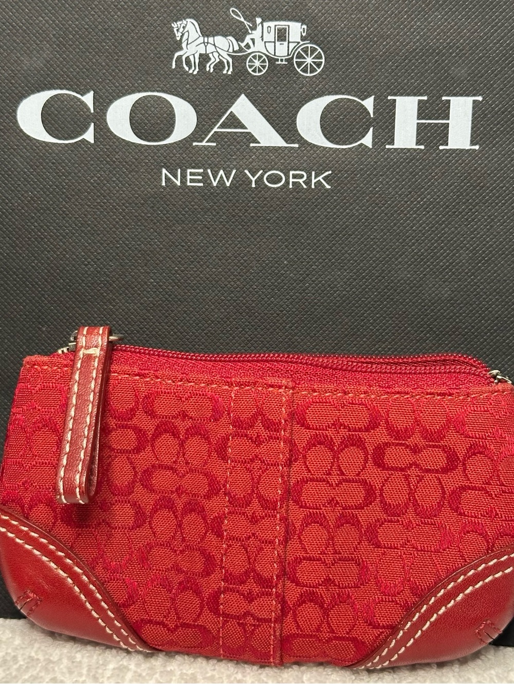 Coach Red Signature Small Wristlet Coin Purse